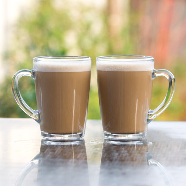 Set of 4 Glass Coffee Mugs 300ml Tea Cups Cappuccino