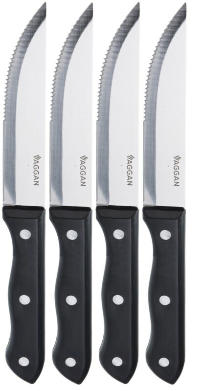 Set of 4 Brazilian Style Jumbo Steak Knives Black