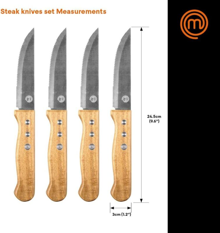 Stainless Steel Steak Knives with Wooden Handles - Set of 4