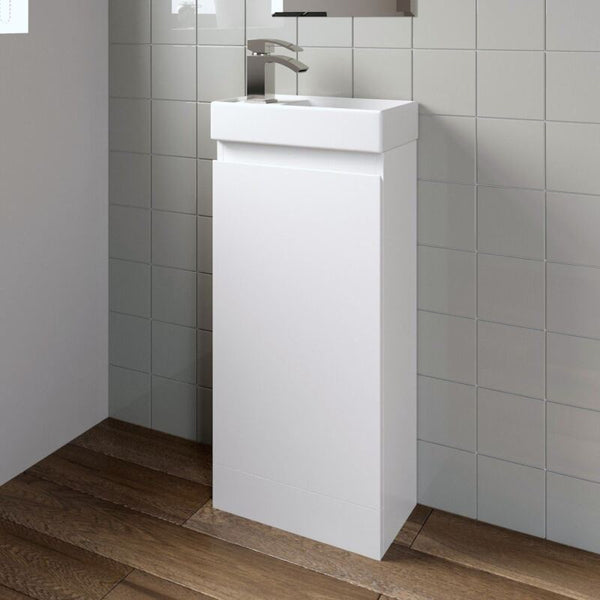 Gloss White Floor Standing 400mm Slim Vanity Unit - Cints and Home
