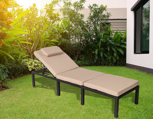 Sun Lounger Rattan Day Bed Recliner Chair Outdoor
