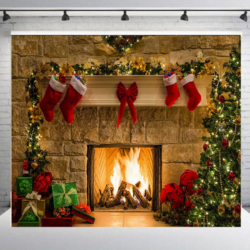 Christmas Fireplace Backdrop