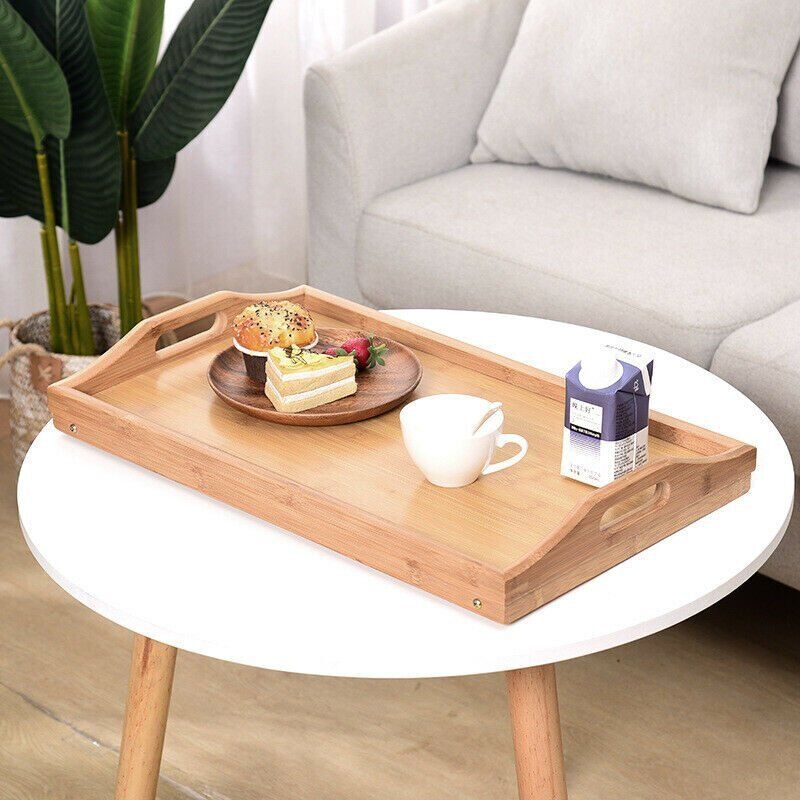 Bamboo Folding Lap Serving Tray Desk Bed Tea