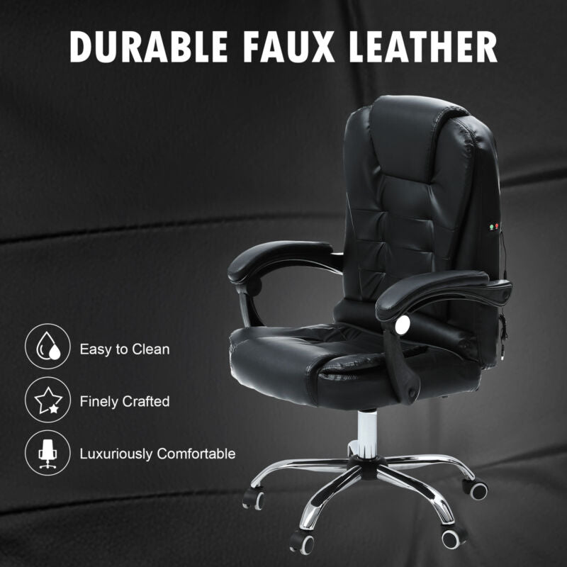 Luxury Leather Office Chair Massage Computer Gaming Swivel Recliner Executive - Cints and Home