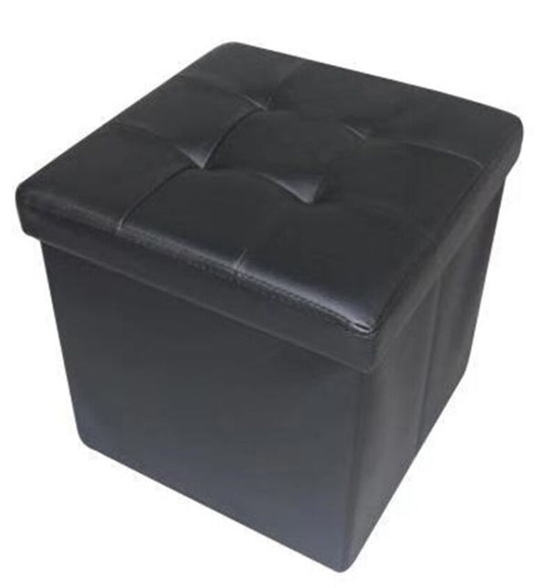 New Folding Storage Ottoman Seat black medium size - Cints and Home