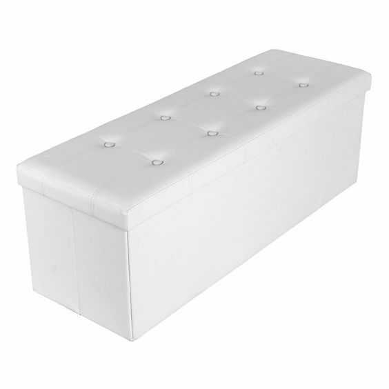 Large Folding Storage Ottoman in white - Cints and Home