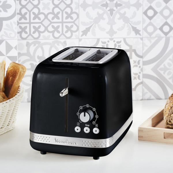 2-Slice Toaster 7 Browning Levels, Stop/Defrost/Reheat 850 W Black