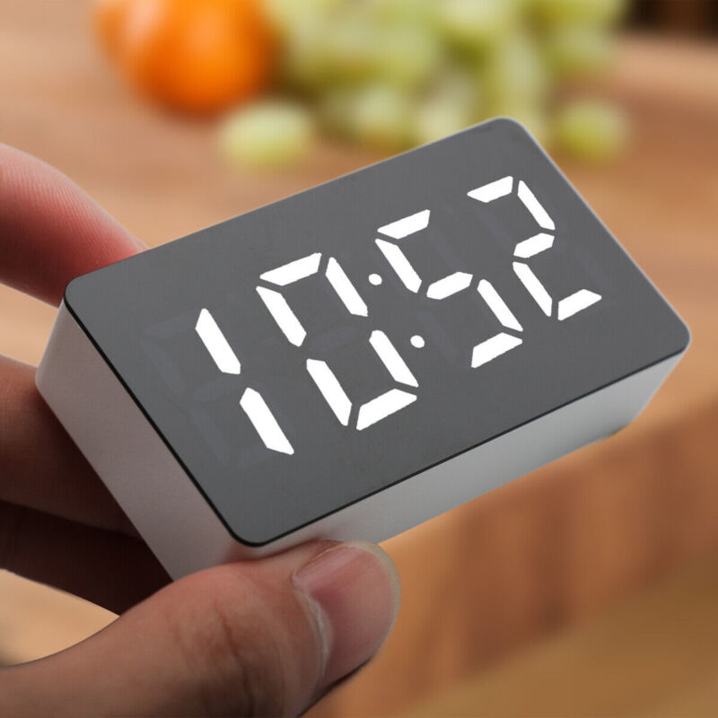 Digital Alarm Clock LED Mirror Display Temperature Date - Cints and Home