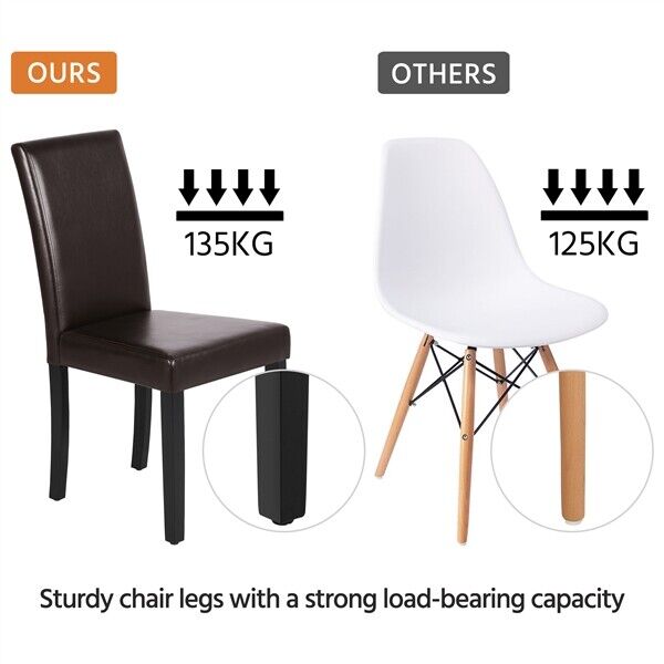 Set of 4 Dining Chairs High Back PU Leather Kitchen