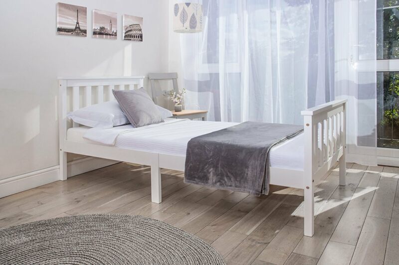 White Single Wooden Bed Frame - Cints and Home