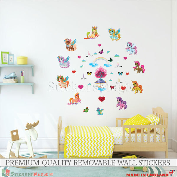 Unicorn Rainbow Wall Stickers for Girls Bedroom Decoration - Cints and Home