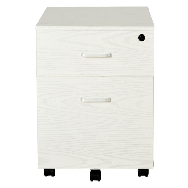 Drawer Locking Office Filing Cabinet 5 Wheels Rolling Storage White - Cints and Home