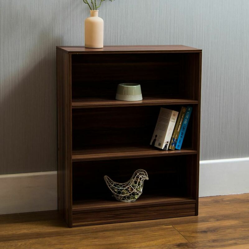 Wooden 3 Tier Low Bookcase Shelving Unit - Cints and Home
