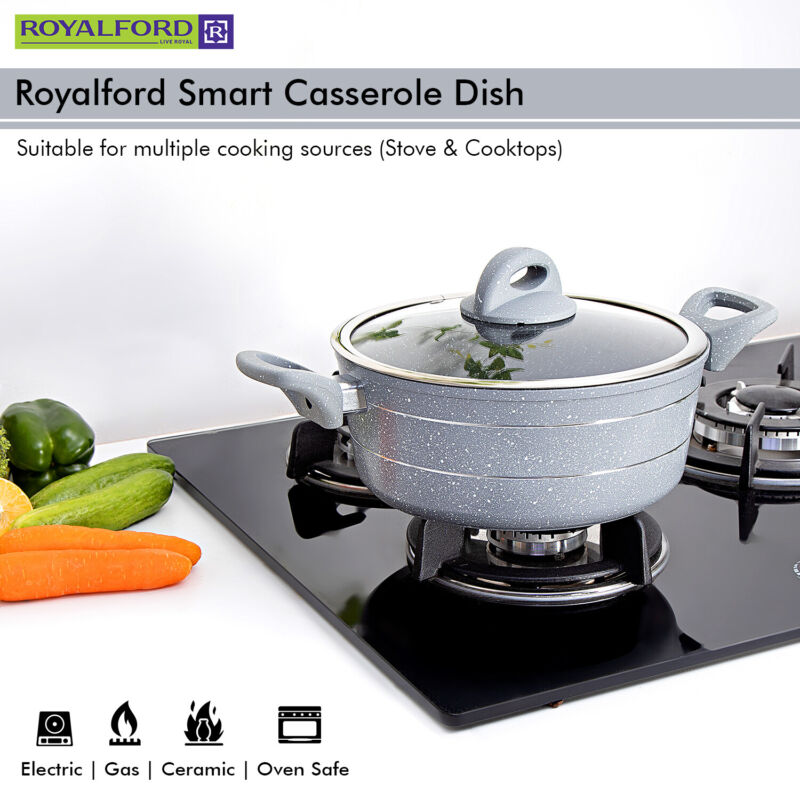 Granite Non Stick Casserole Dish with Lid Cooking
