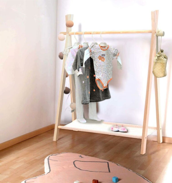 Childrens Clothes Rail Coat Rack Kids Wooden Hanging - Cints and Home