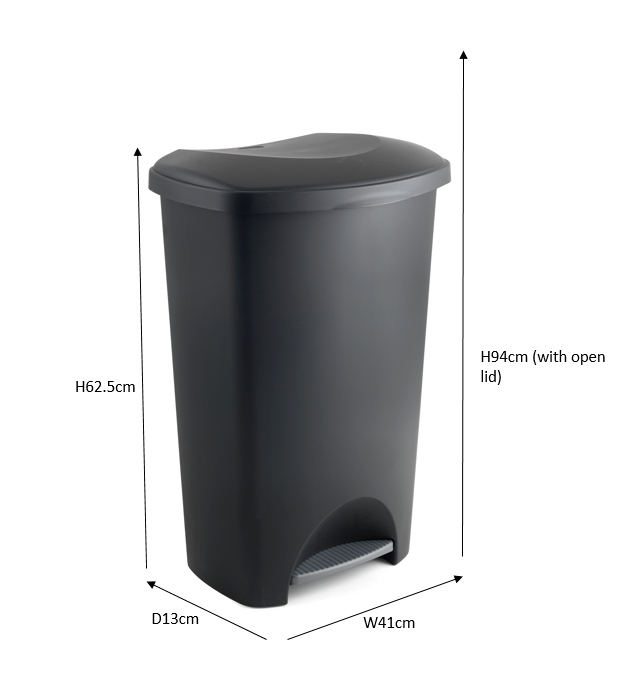 Plastic Family Kitchen Bin Black With Silver Pedal