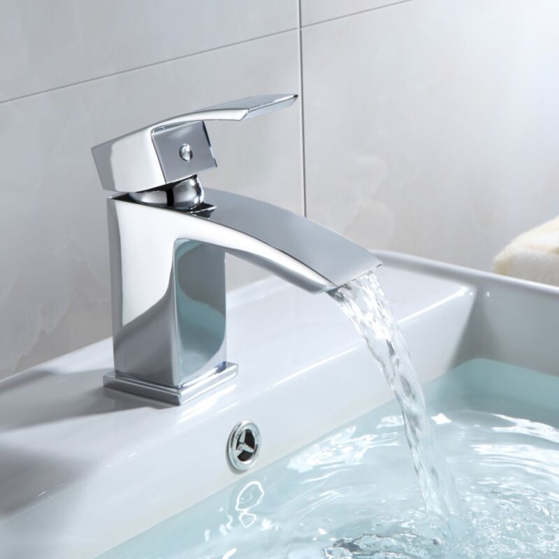 Waterfall Bathroom Taps Chrome Basin Mixer Bath Filler