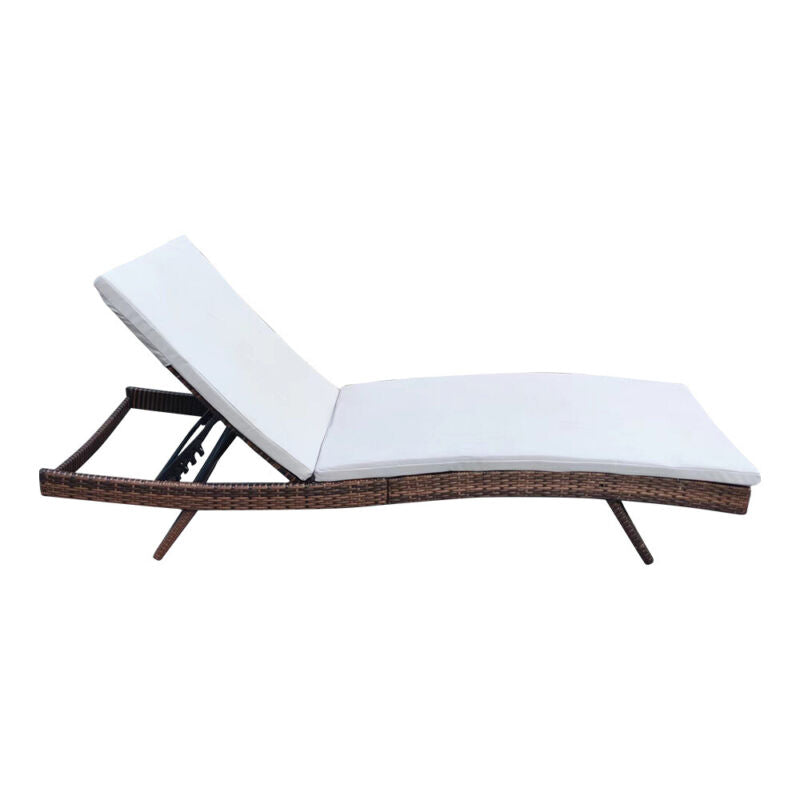 Garden Sun Lounger Chair Reclining Sunbed with Cushion