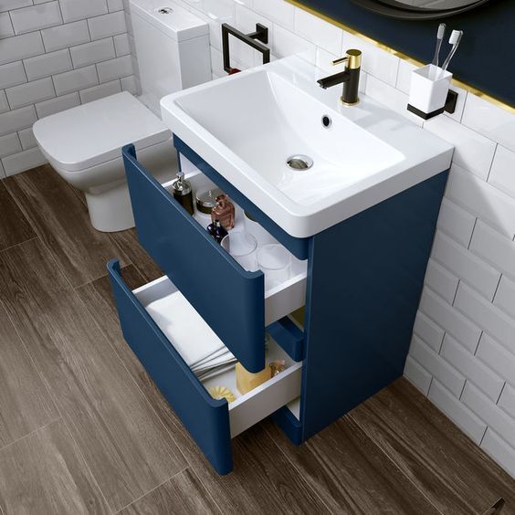 Modern Bathroom Vanity Unit Ceramic Basin Floor Standing
