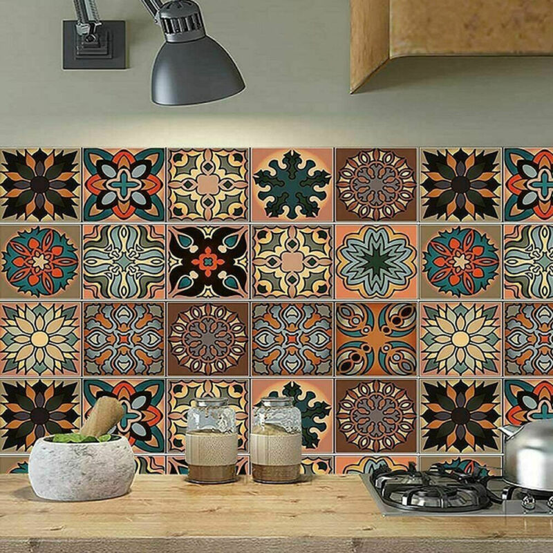 24x Moroccan Style Tile Stickers Wall Tiles Self Adhesive Peel and Stick Covers - Cints and Home
