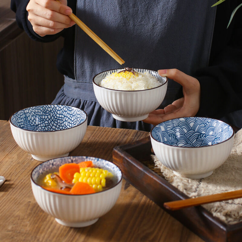 Japanese Blue Modern Sets Ceramic Dishes Plates Bowls
