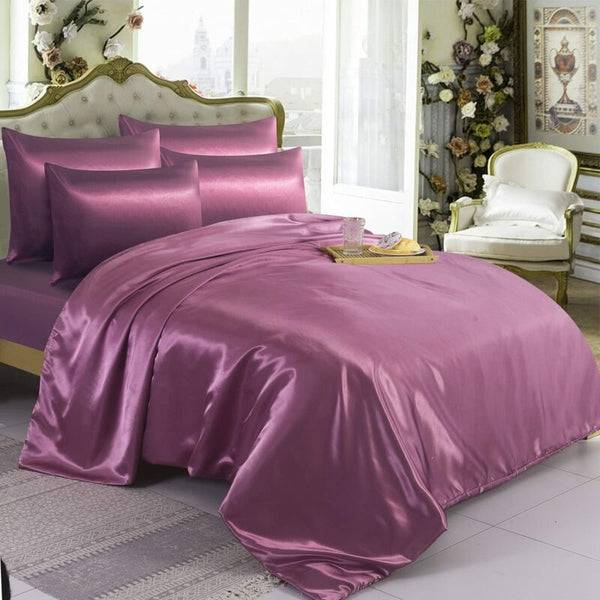 6Pcs Satin Bedding Set Silk Bedroom Duvet Cover