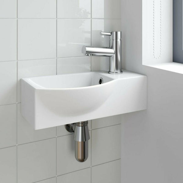 Cloakroom Wall Hung Basin Corner Hand Wash Sink - Cints and Home