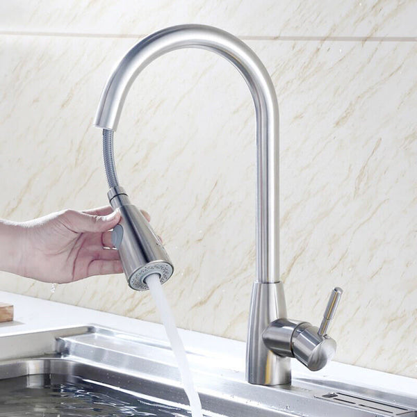 Stainless Steel Kitchen Taps Sink Mixer Pull Out Spray - Cints and Home