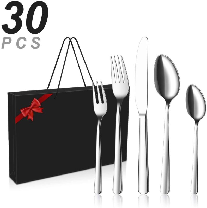 30pc Premium Polished Stainless Steel Cutlery