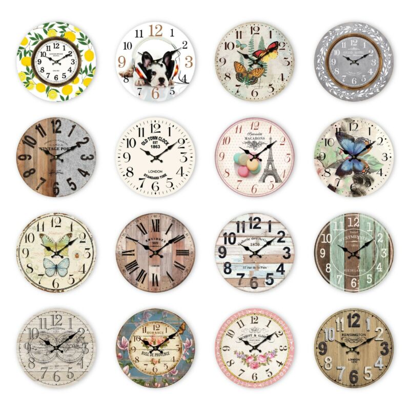 Vintage Rustic Wooden MDF Wall Clocks 34cm - Cints and Home