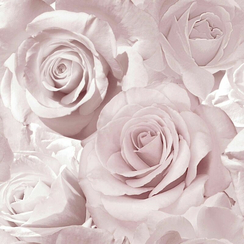 Soft Light 3D Rose-Pink/Grey Floral Wallpaper - Cints and Home