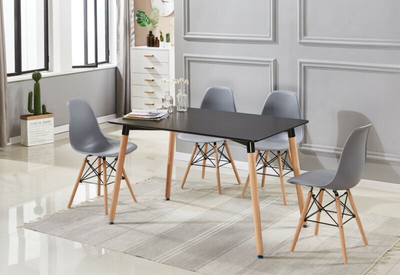 Dining Table and Chair Set of 4 black - Cints and Home