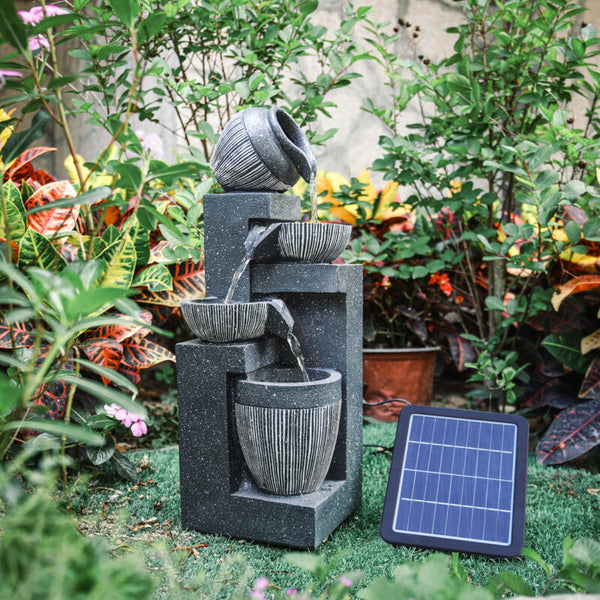 Solar Powered Garden Fountain Cascading