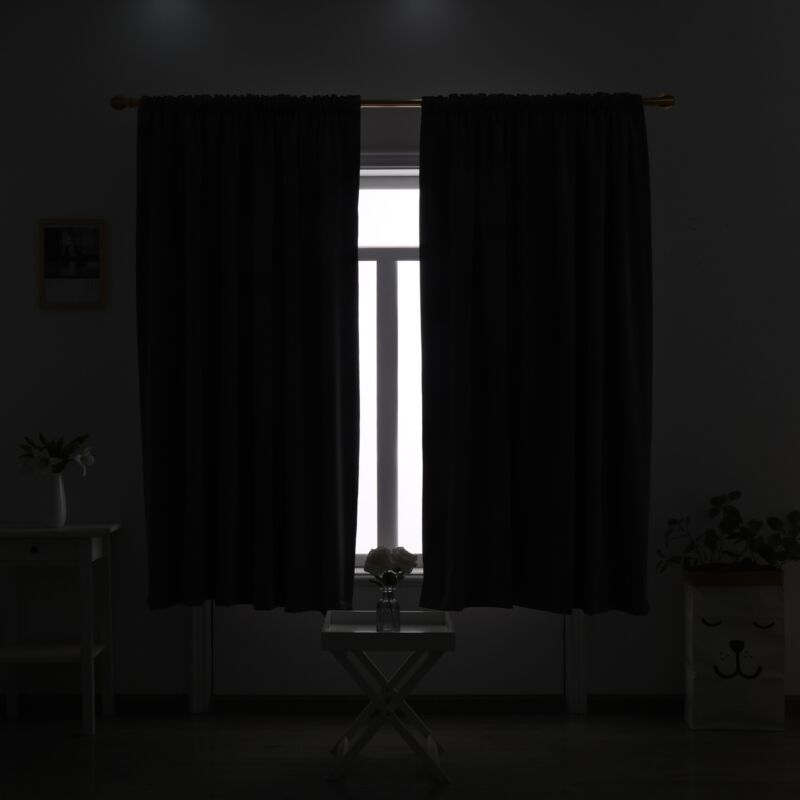 Pair Ready Made Thick Blackout Curtains Thermal Ring top