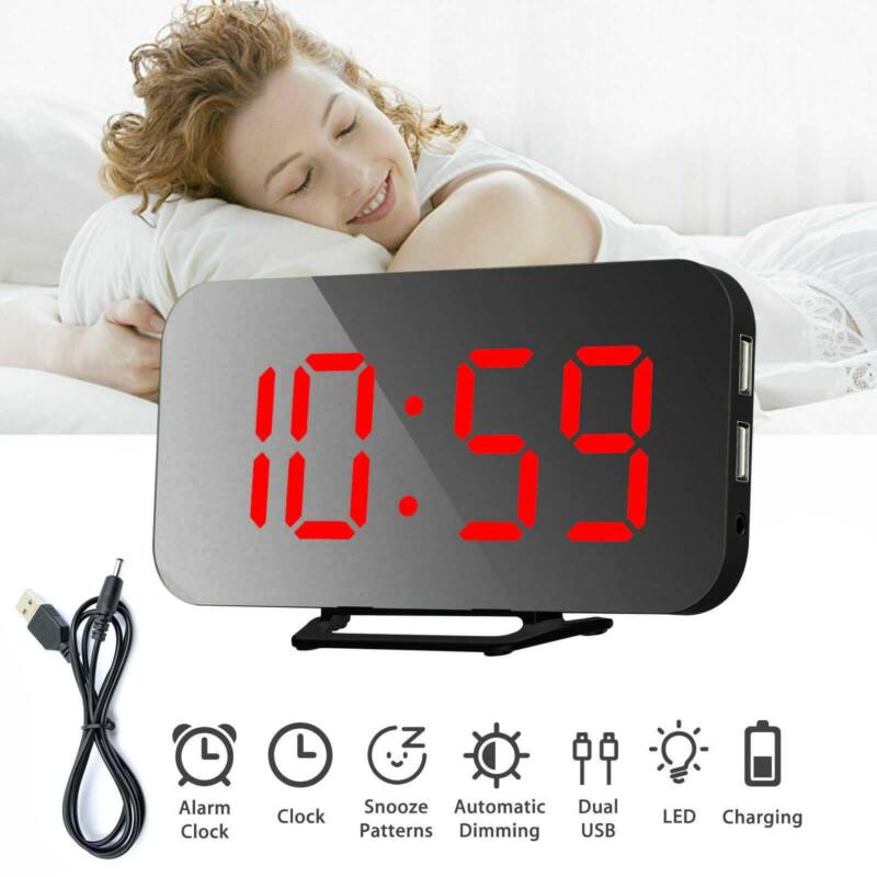 Digital Electronic Mirror Alarm Clock Red LED - Cints and Home