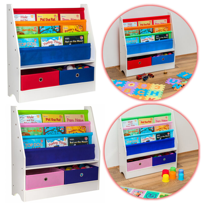 Children Kids Book Shelf Sling Storage Rack Organizer