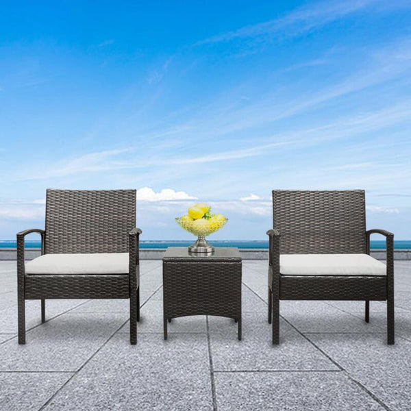 3PCS Rattan Garden Furniture Bistro Set Chair Table Patio - Cints and Home