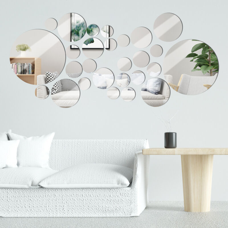 Tiles Wall Stickers Circle Mirror Decals Self-Adhesive
