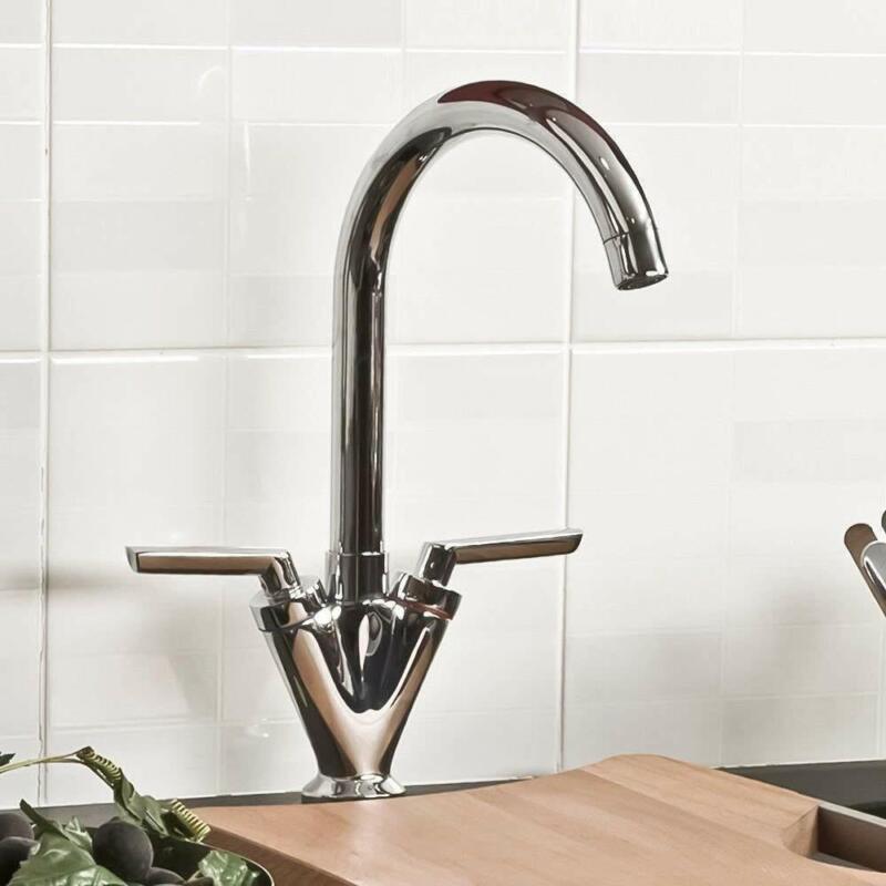 Modern Kitchen Sink Mixer Taps Swivel Spout Twin - Cints and Home