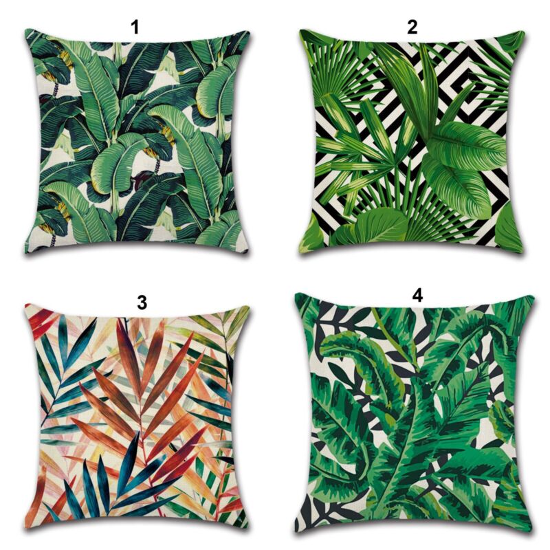 Tropical Leaves Floral Linen Cushion Covers