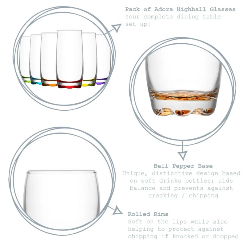 LAV 6x Adora Coloured Highball Glasses Water