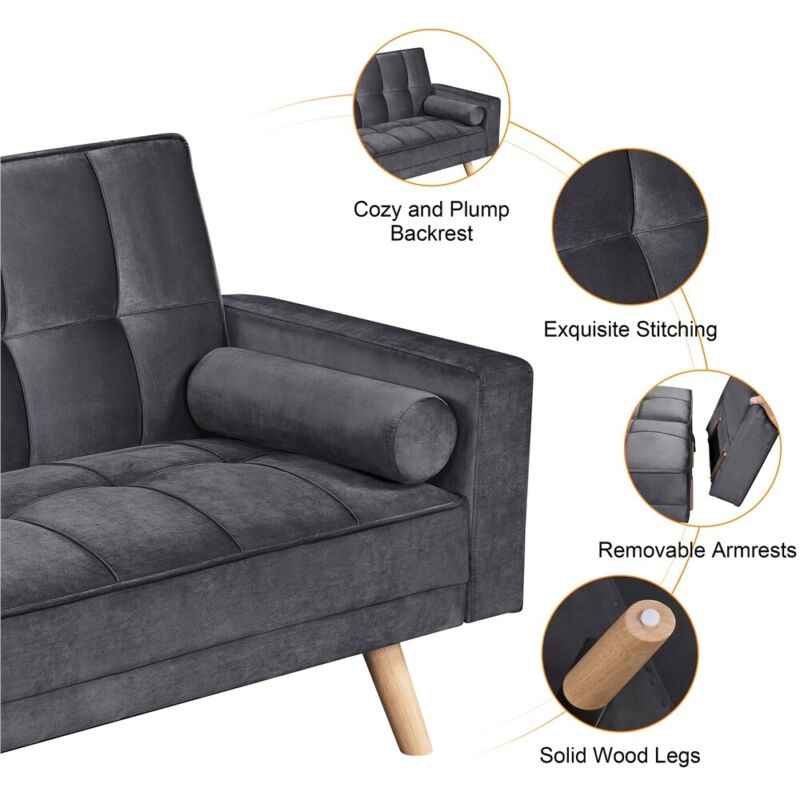 Fabric Sofa Bed 3 Seater Click Clack Living Room Recliner