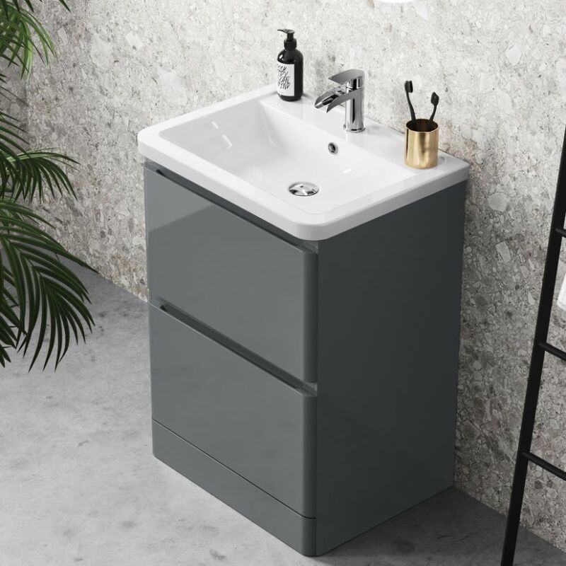 Modern Bathroom Vanity Unit Ceramic Basin Floor Standing
