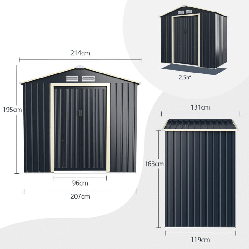 7FT x 4.3FT Outdoor Storage Shed Large Tool Utility Storage