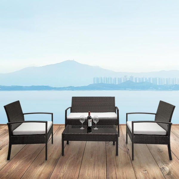 4 Piece Lounge Bistro Set Table 2 Chairs 1 Bench - Cints and Home