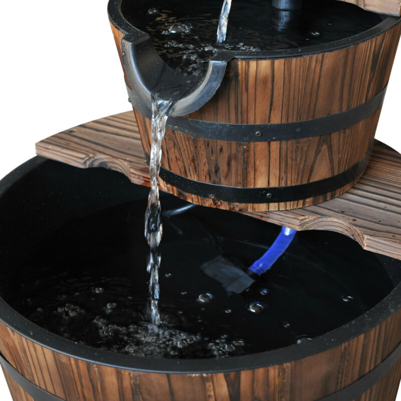 2 Tier Wooden Barrel Fountain - Cints and Home