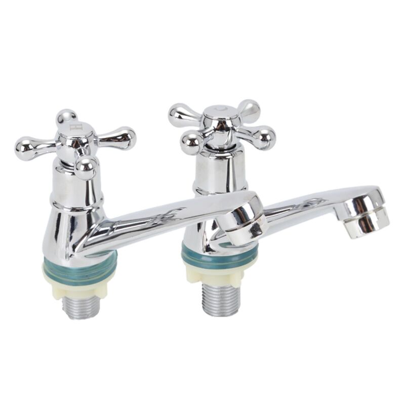 2X Taps Twin Hot and Cold Pair Tap Traditional Bath Bathroom - Cints and Home