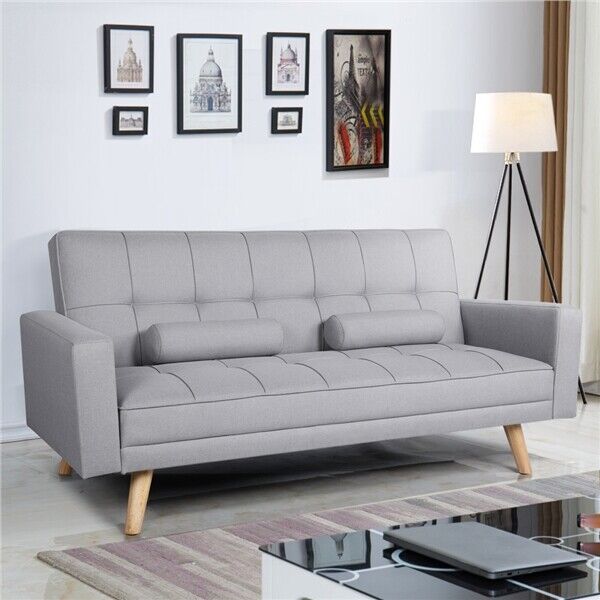 3 Seater Fabric Sofa Armchair Couches Grey - Cints and Home
