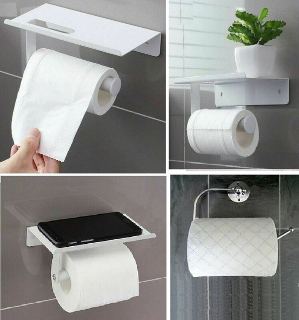 TOILET ROLL HOLDER WALL MOUNTED WITH MOBILE HOLDER RACK SHELF - Cints and Home