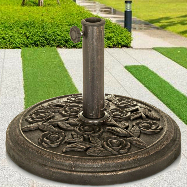 CAST IRON ROUND UMBRELLA PARASOL BASE STAND PATIO - Cints and Home